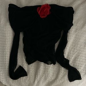 Amanda Uprichard X Revolve black with red rose blouse